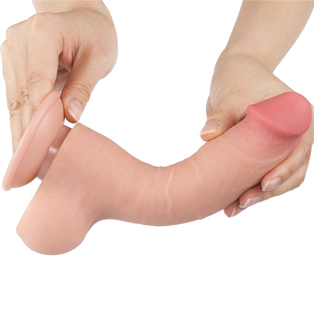 8'' Sliding Dual Layer Flesh-Colored Dildo I_B15O50_3