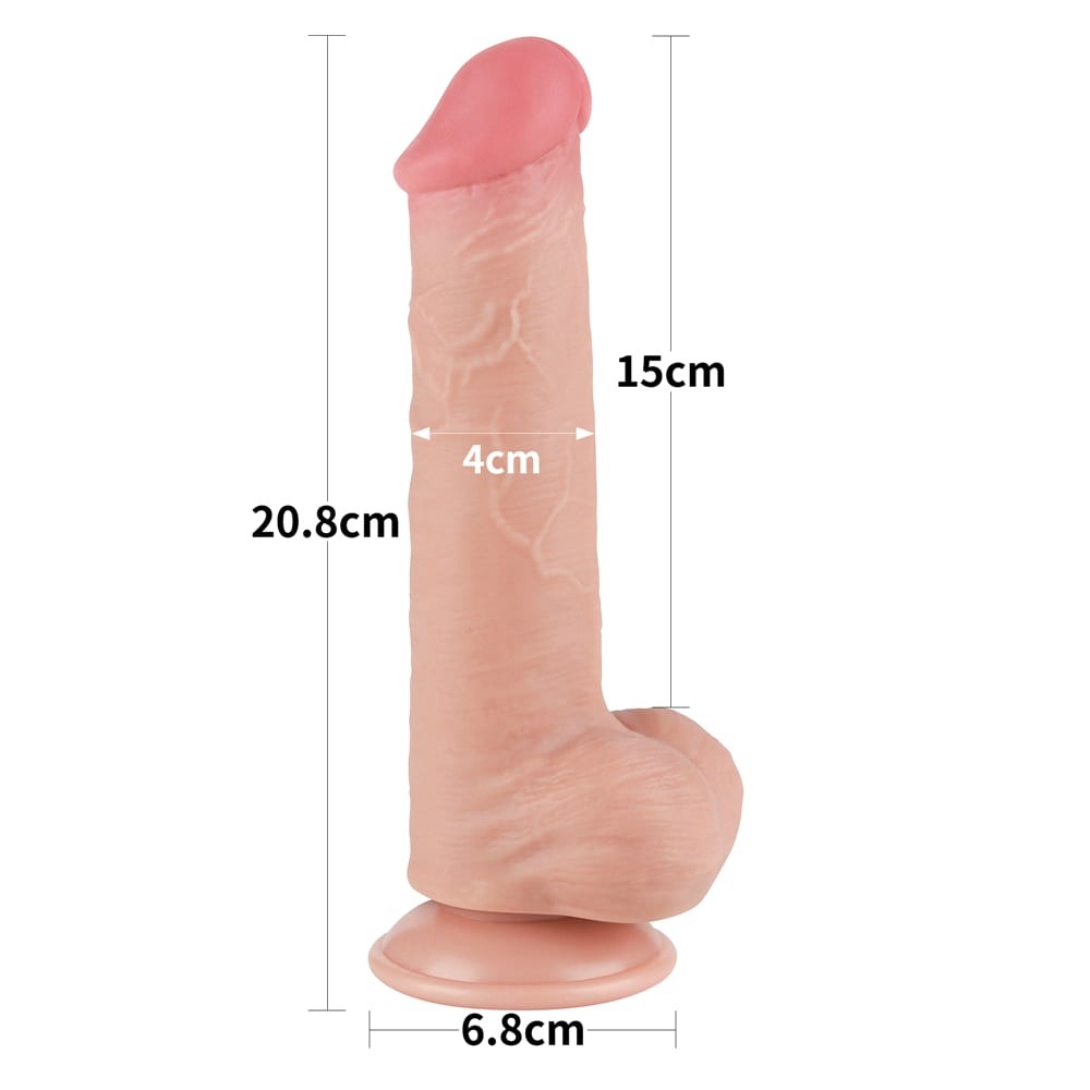 8'' Sliding Skin Double-Layer Dildo Flesh III_B15O50_3