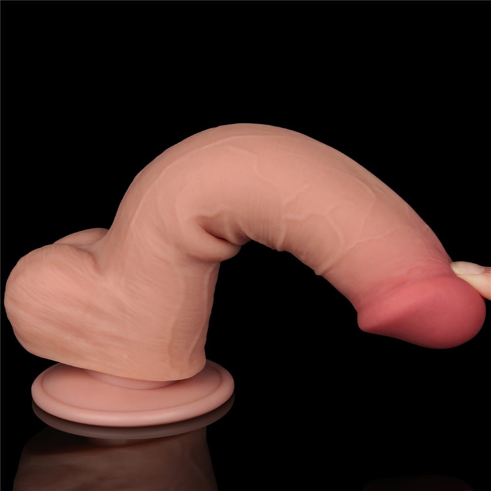 8'' Sliding Skin Double-Layer Dildo Flesh III_B15O50_3
