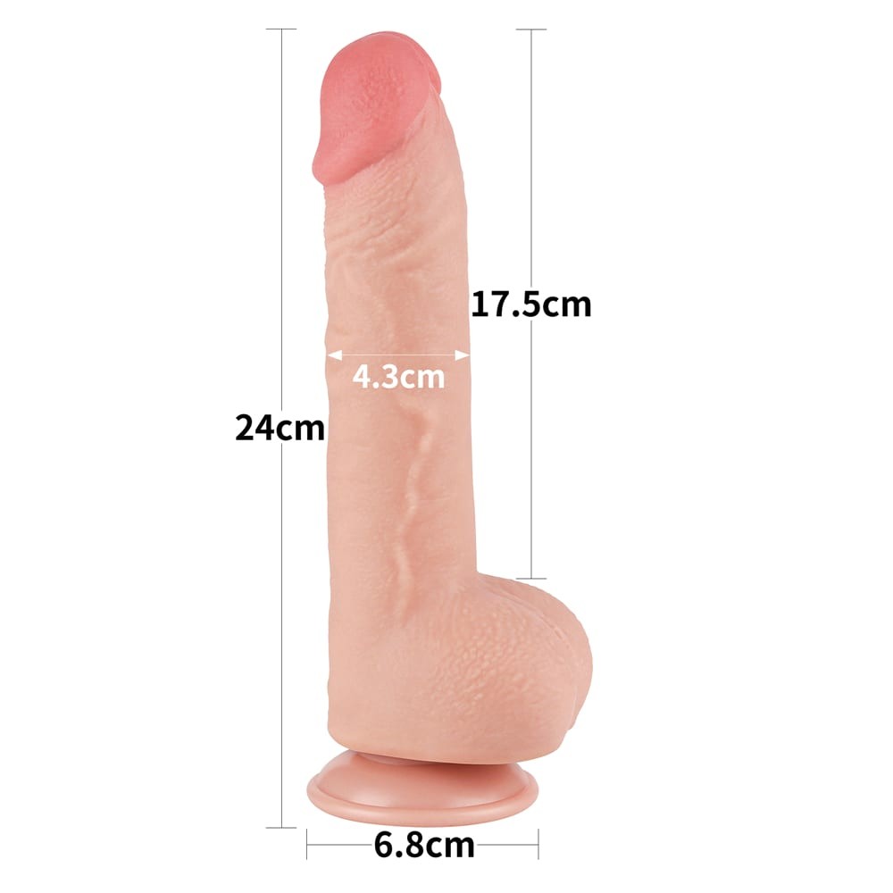 9.5'' Double Layer Dildo with Movable Skin, Flesh_B15O50_3