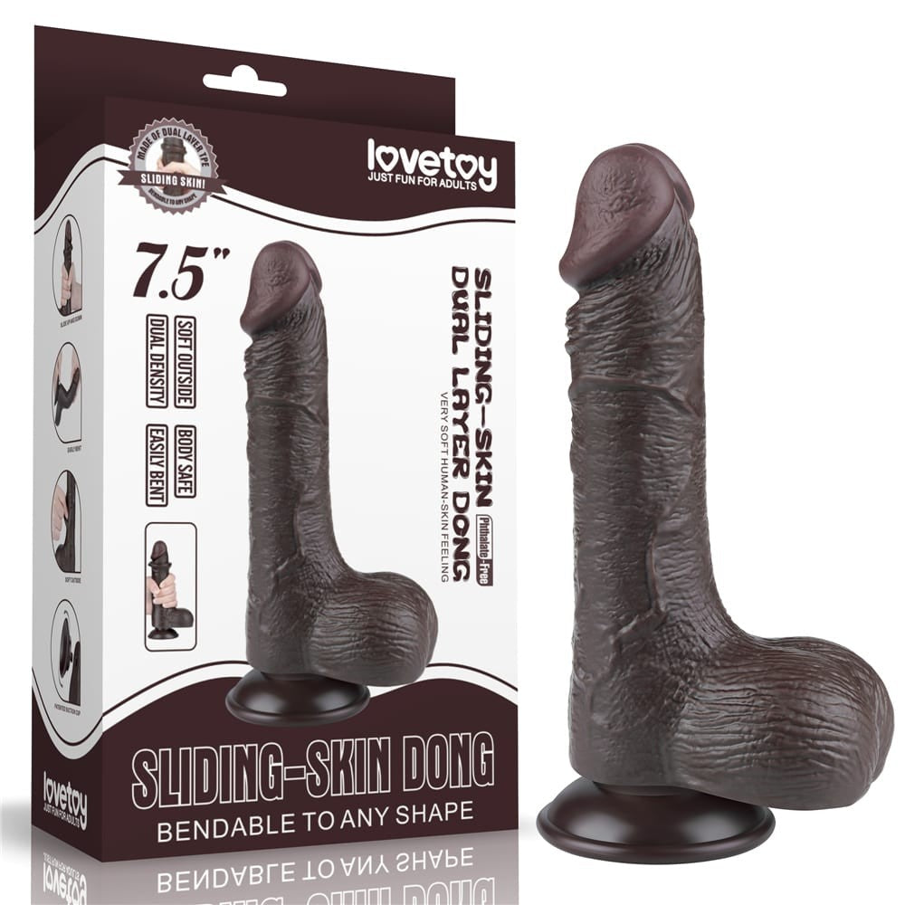 7.5" Double Layer Sliding Dildo, Black III_B15O50_3