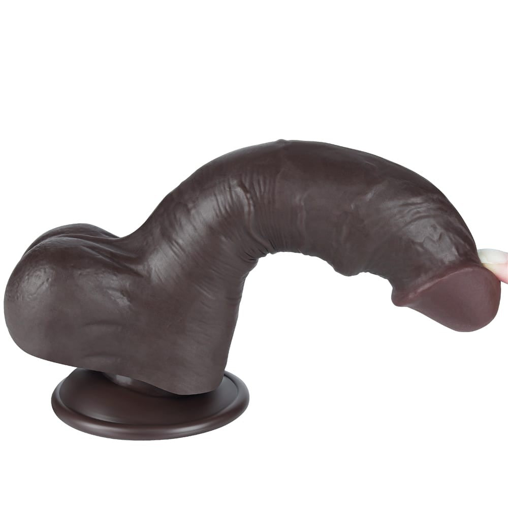8'' black double-layered sliding dildo I_B15O50_3