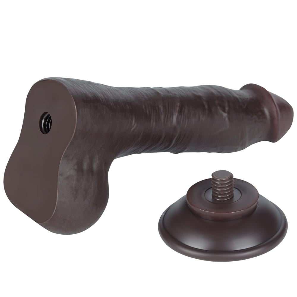 8'' black double-layered sliding dildo I_B15O50_3