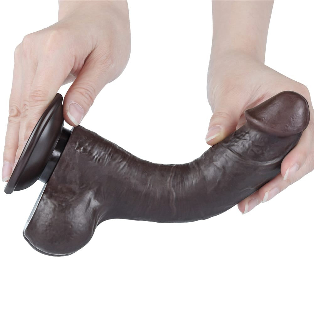 8'' black double-layered sliding dildo I_B15O50_3