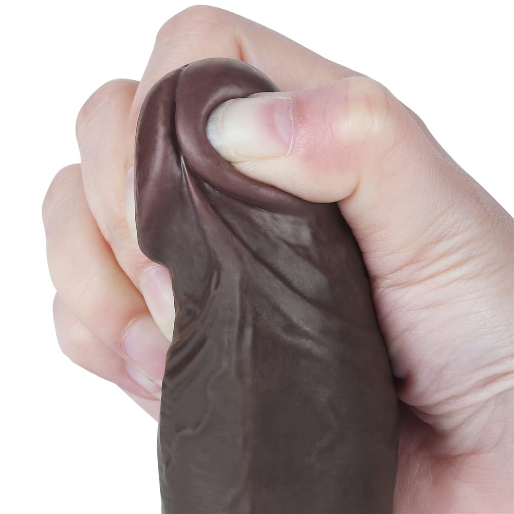 8'' black double-layered sliding dildo I_B15O50_3