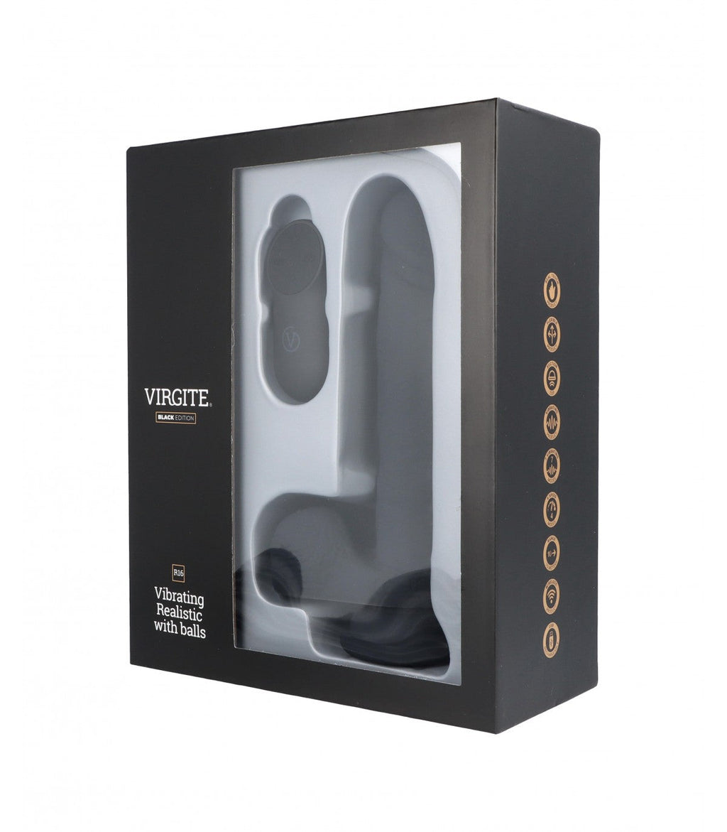 REALISTIC VIBRATOR R16 BLACK 16 CM WITH REMOTE CONTROL