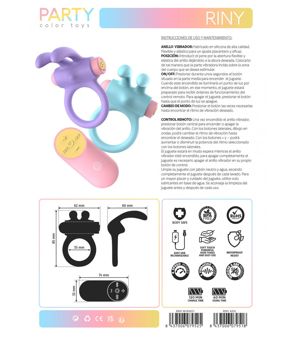 RINY VIBRATING RING WITH USB CONTROLLER IN LILAC SILICONE