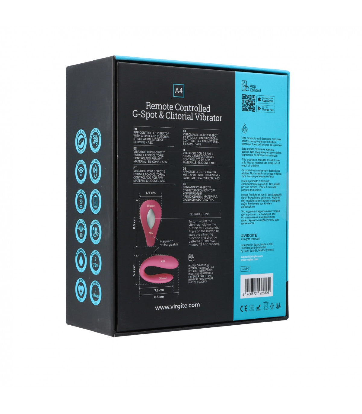 A4 VIBRATOR WITH REMOTE CONTROL FOR G-SPOT AND CLITORIS