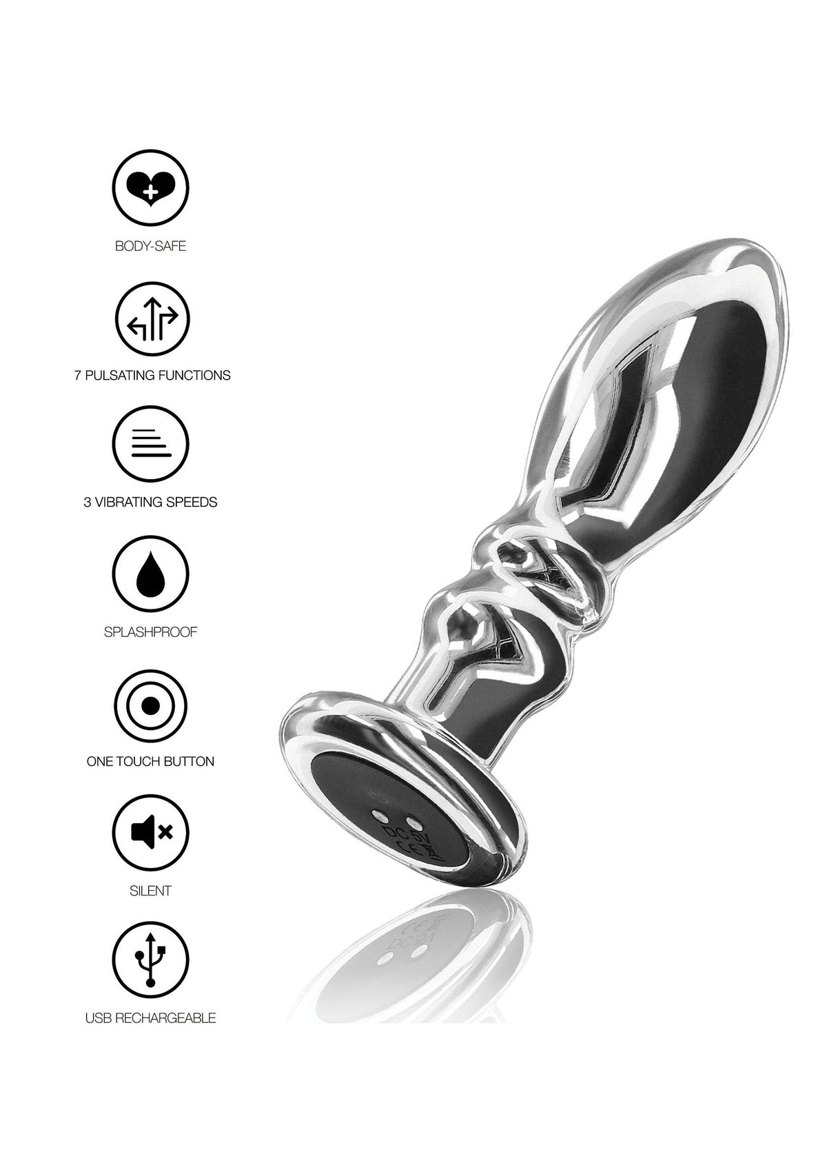 The Slider Vibrating Plug Medium silver vibrator