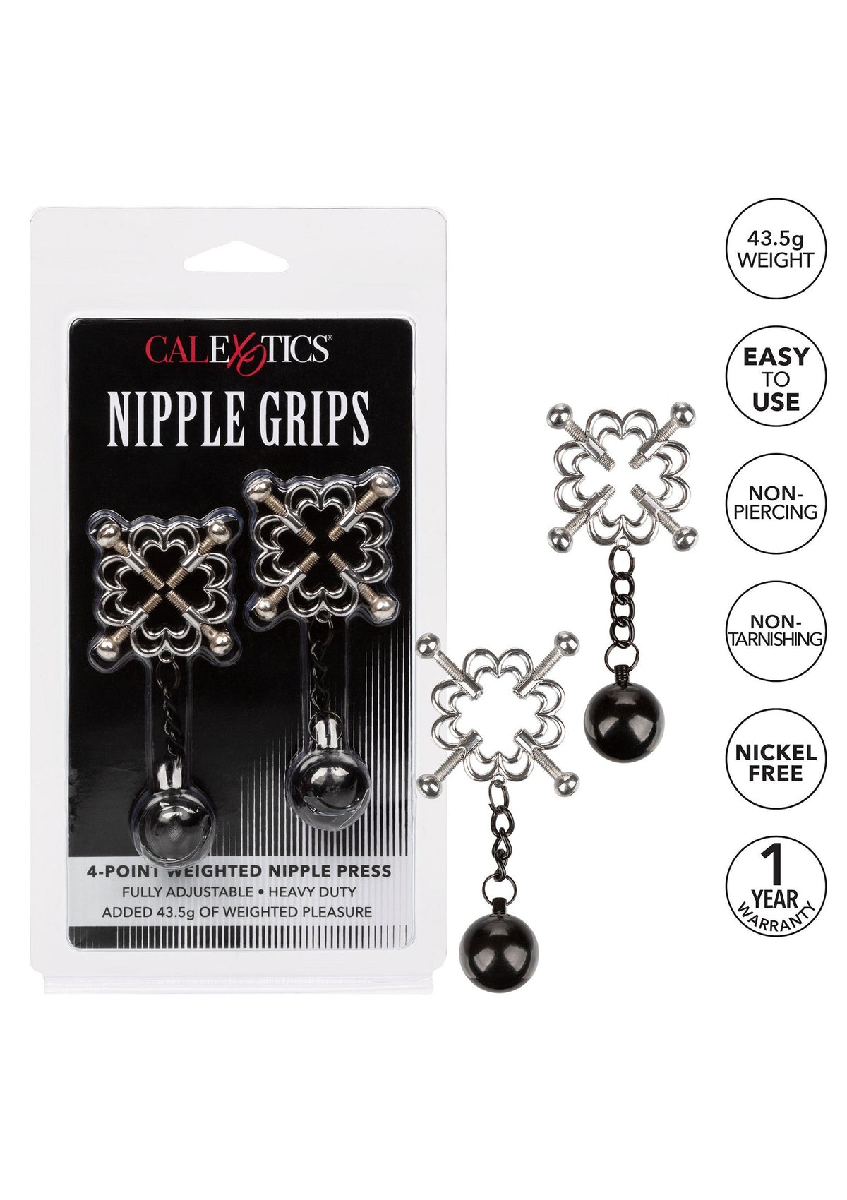 Silver 4-point weighted nipple press