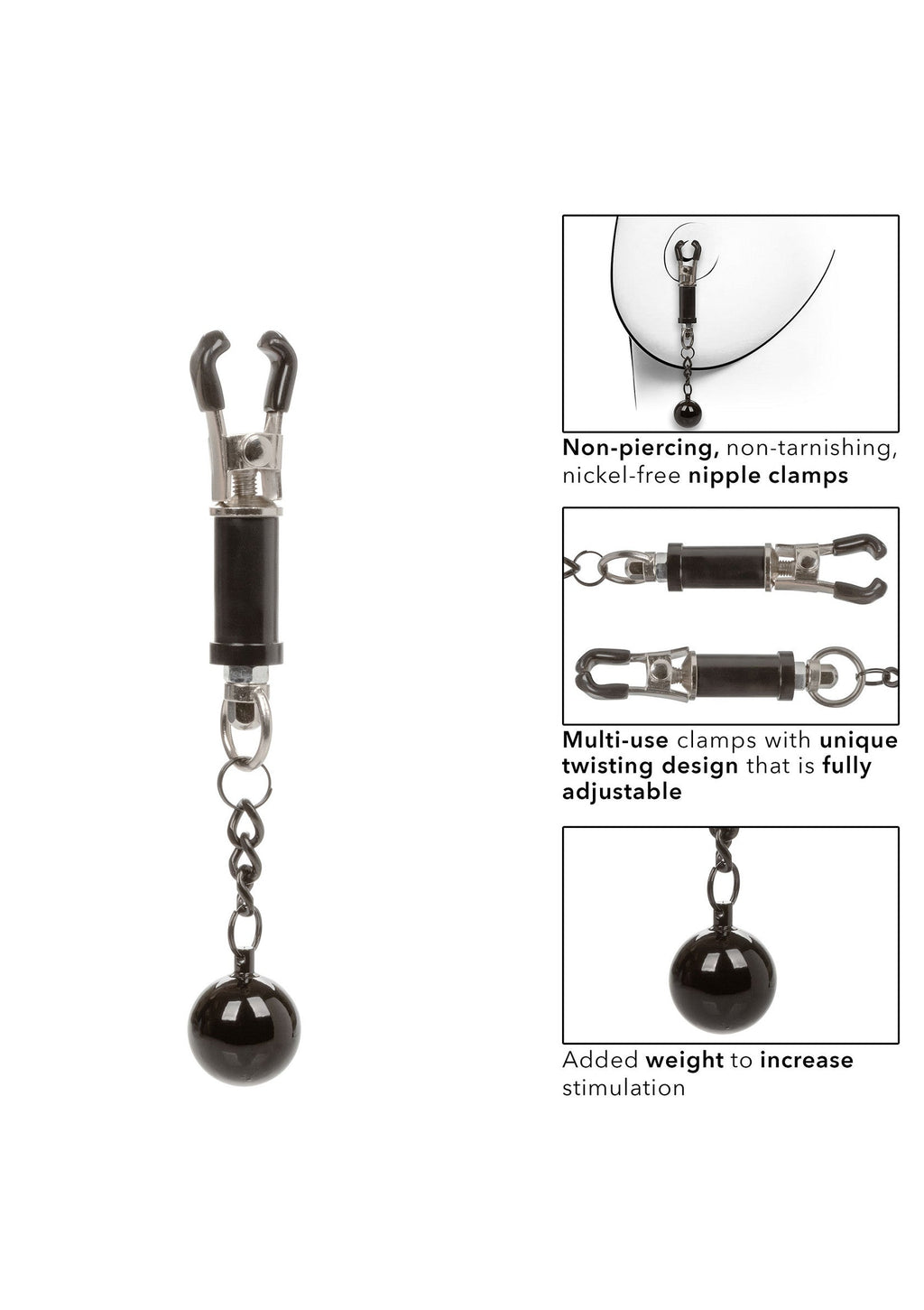 Weighted Silver Twist Nipple Clamps