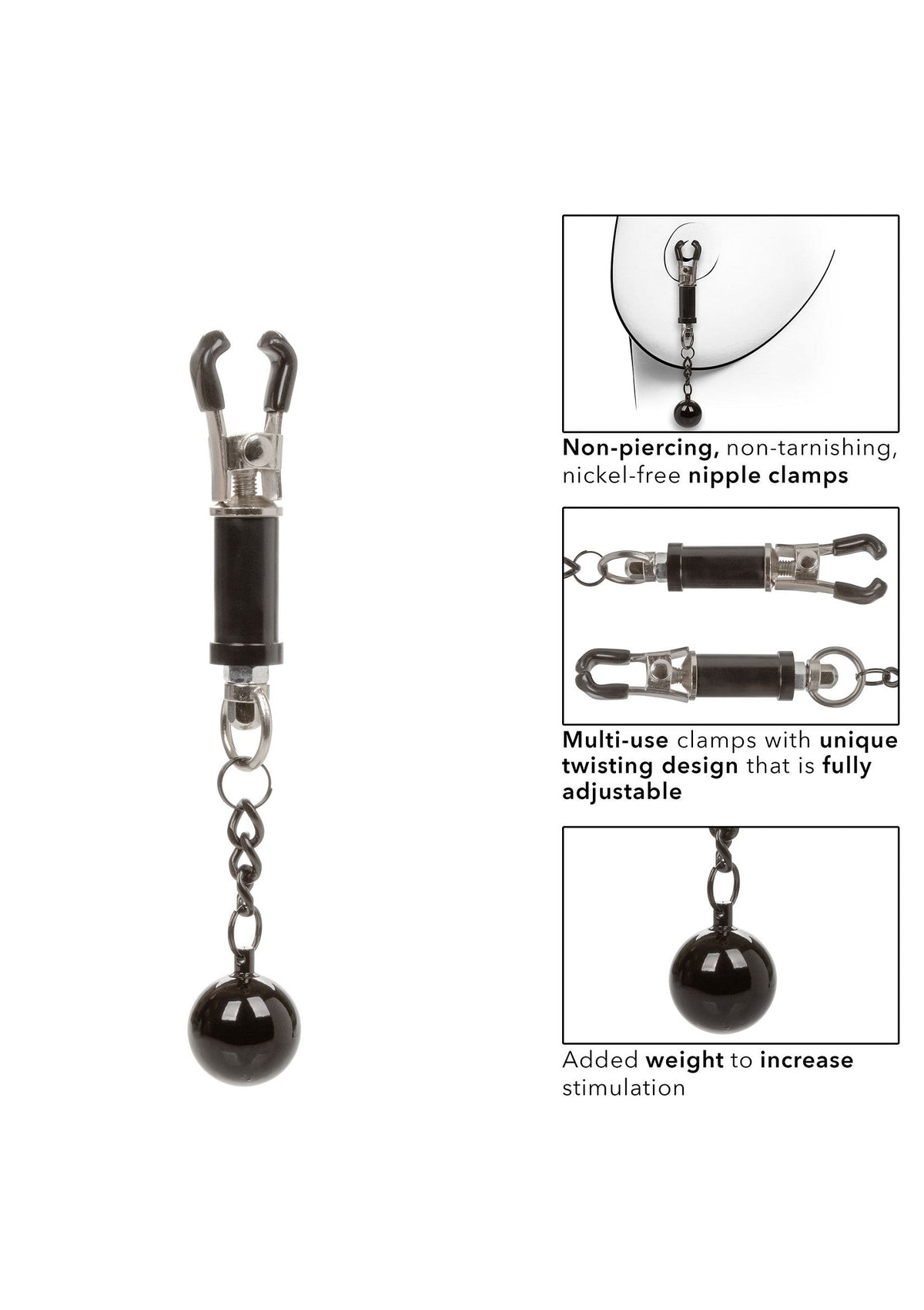 Weighted Silver Twist Nipple Clamps