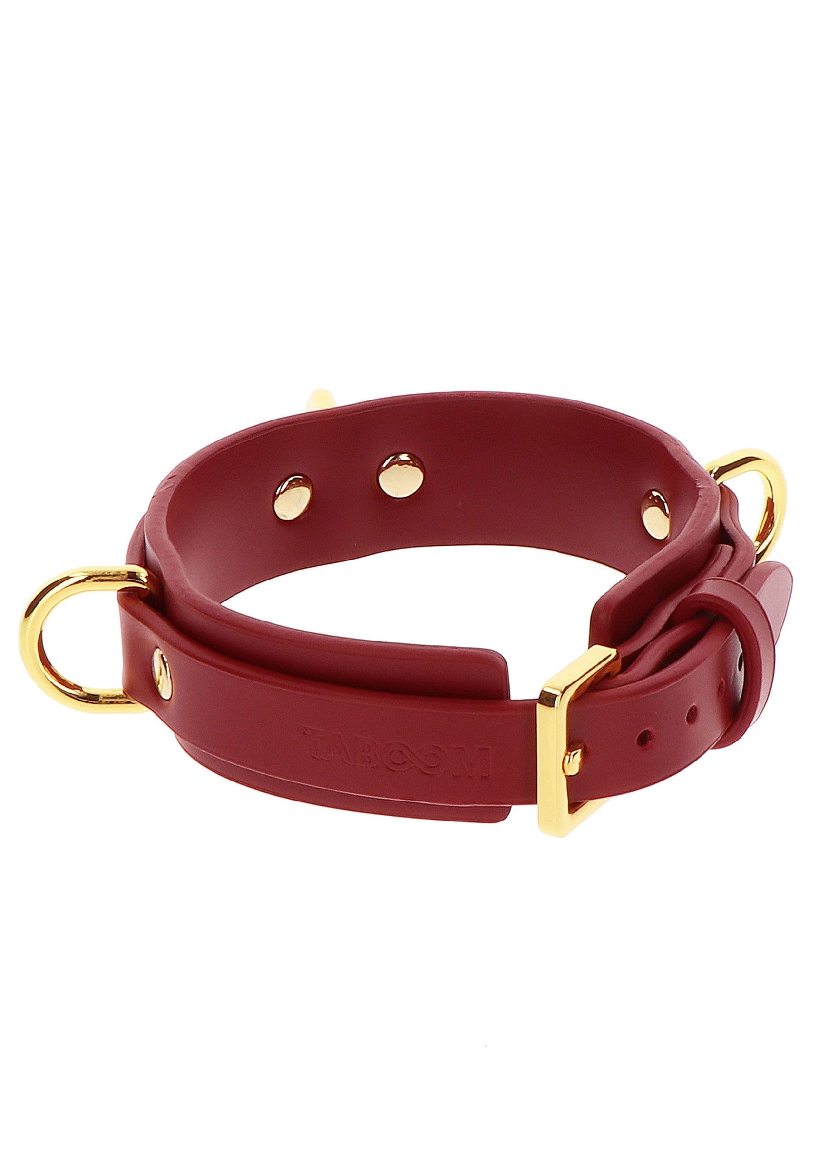 Collare con anello a D Deluxe rosso