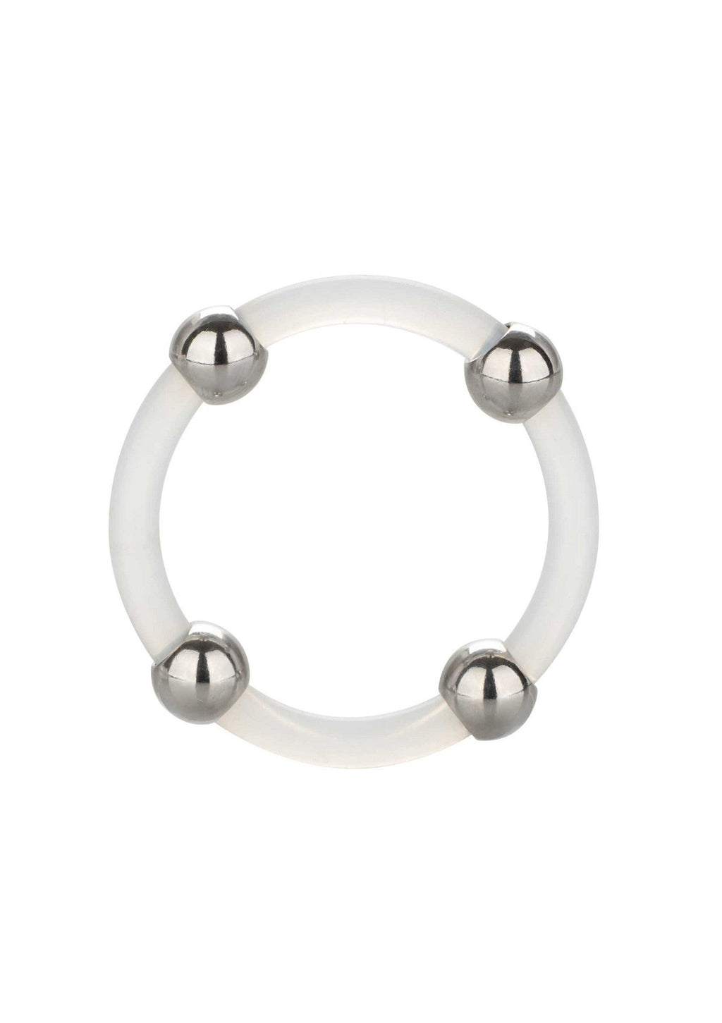 Silicone ring with steel beads L transparent