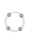 Silicone ring with steel beads L transparent