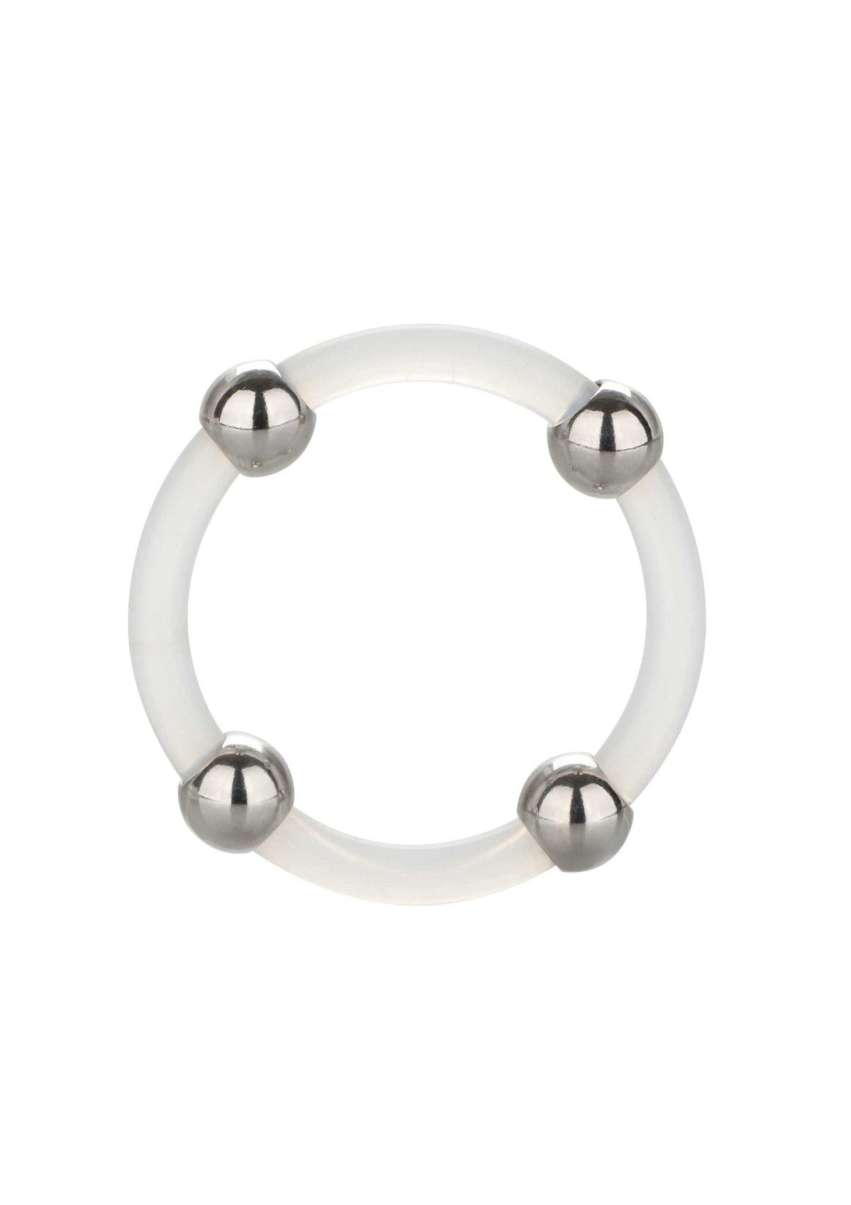 Silicone ring with steel beads L transparent