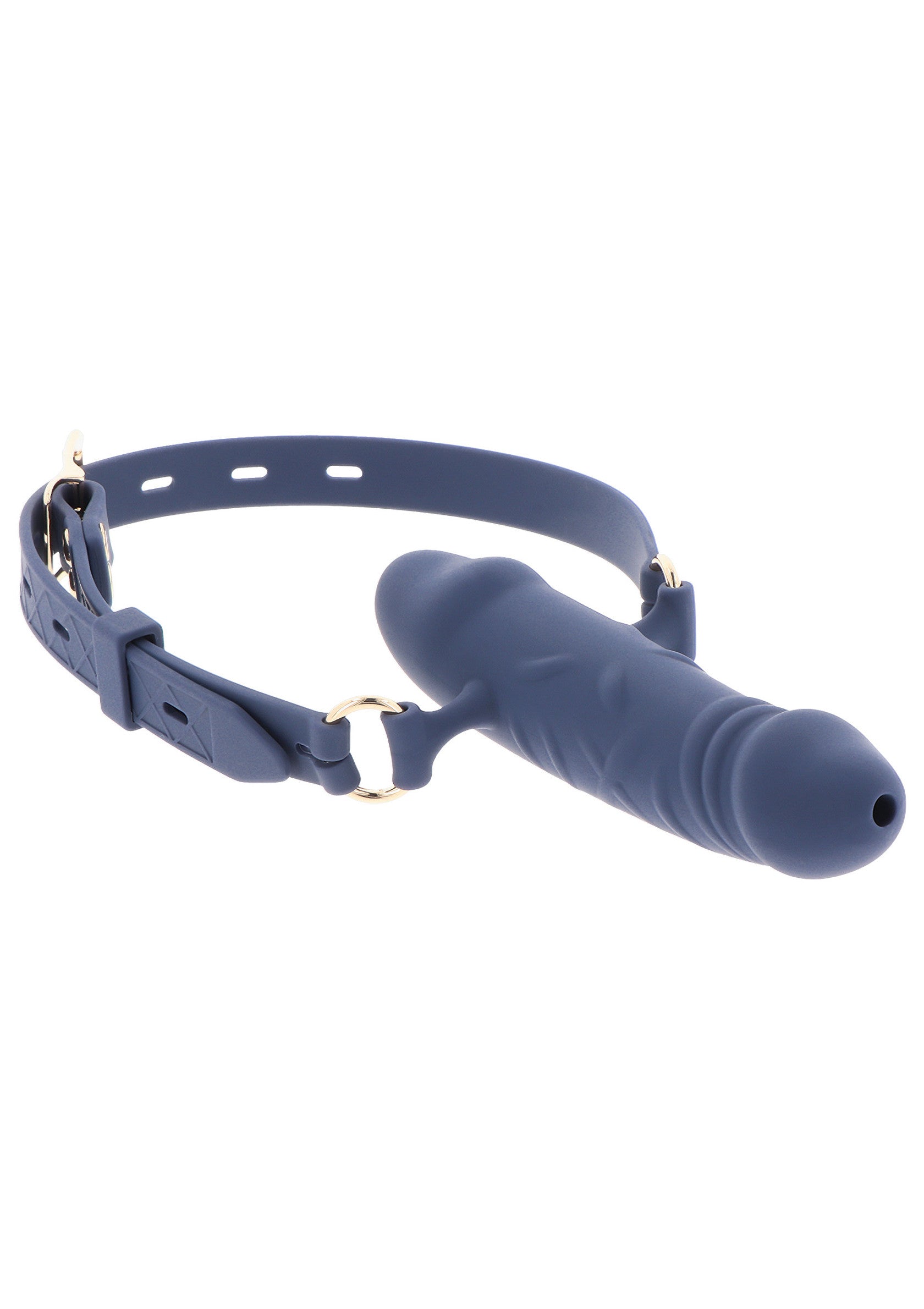 Bavaglio per pene traspirante in silicone blu