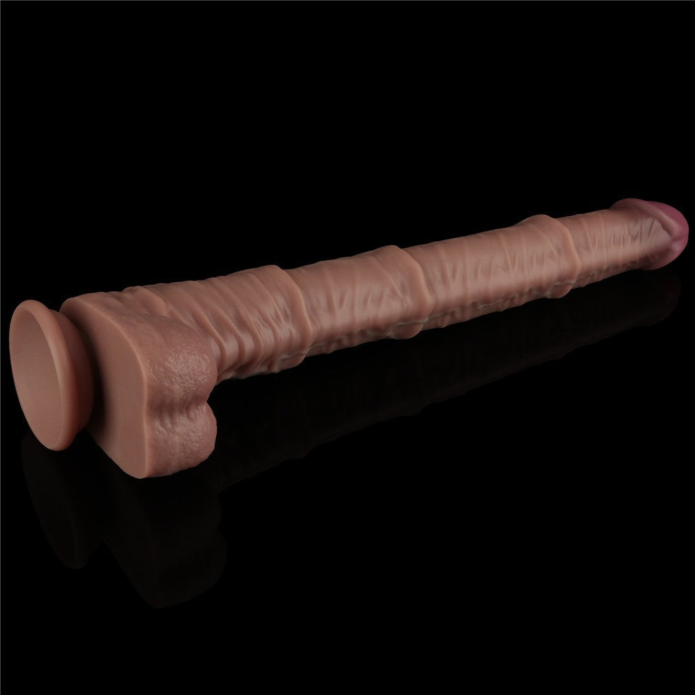16'' XXL Double Layer Foldable Silicone Penis (flesh)