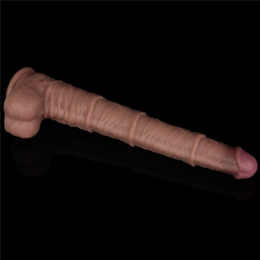 16'' XXL Double Layer Foldable Silicone Penis (flesh)
