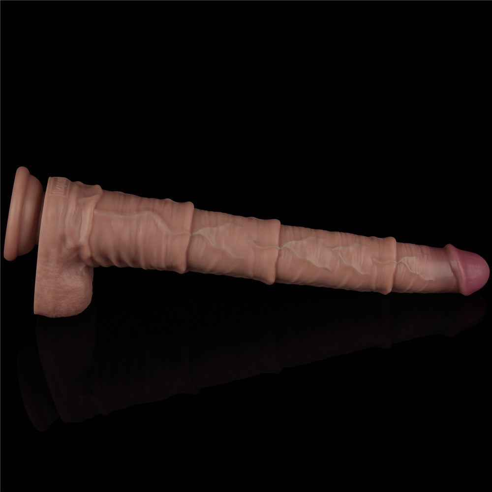 16'' XXL Double Layer Foldable Silicone Penis (flesh)