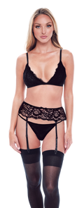 BACI 3 PIECE BRA, DUNGAREES AND KNICKERS ECO BLACK SET