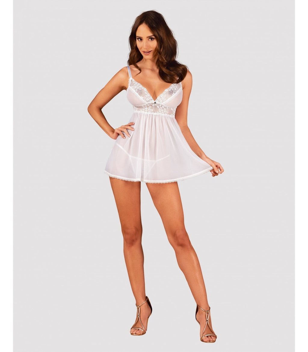 BABYDOLL AND THONG LIGHT BLUE XL/2XL