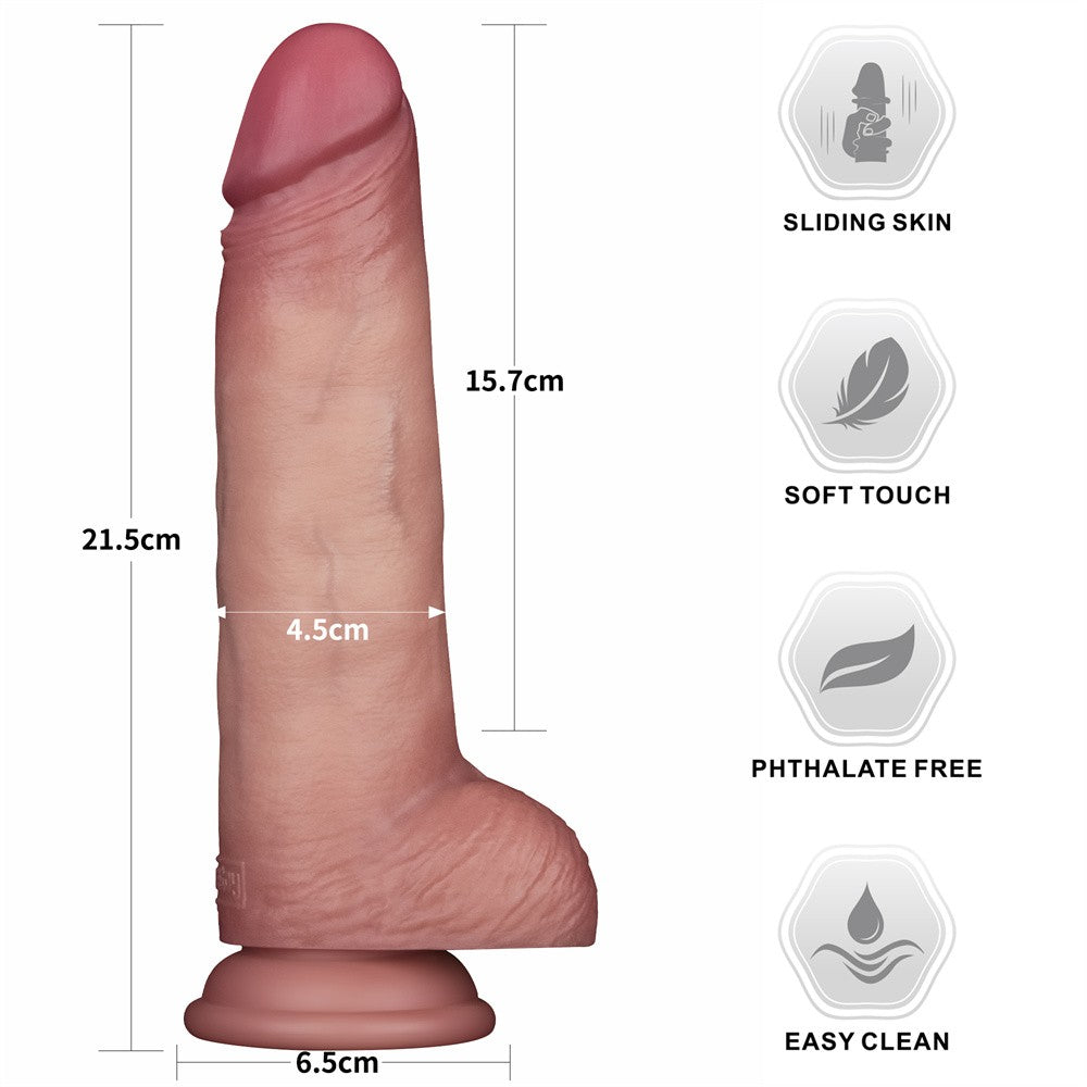 8.5" Sliding Skin Pro II Dual Layer Silicone Dildo