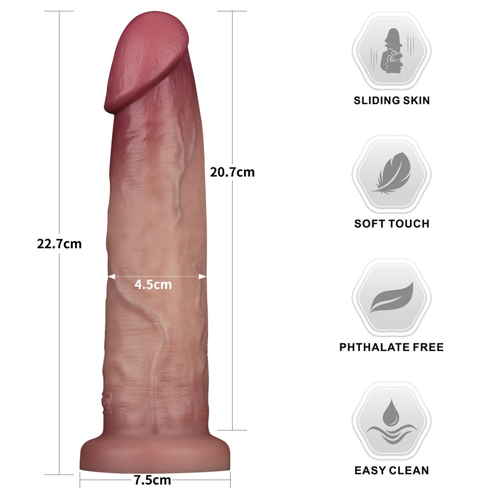 9'' Sliding Skin Pro II Dual Layer Silicone Dildo