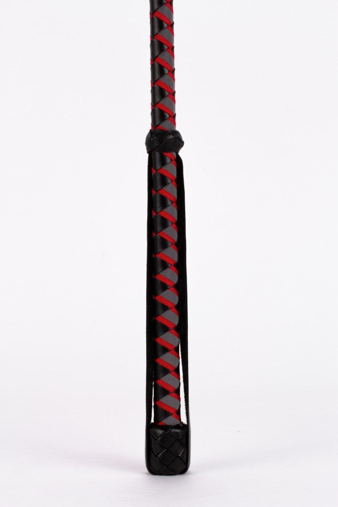 Bastone in pelle con striscia neon e parte superiore in pelle nabuk rossa