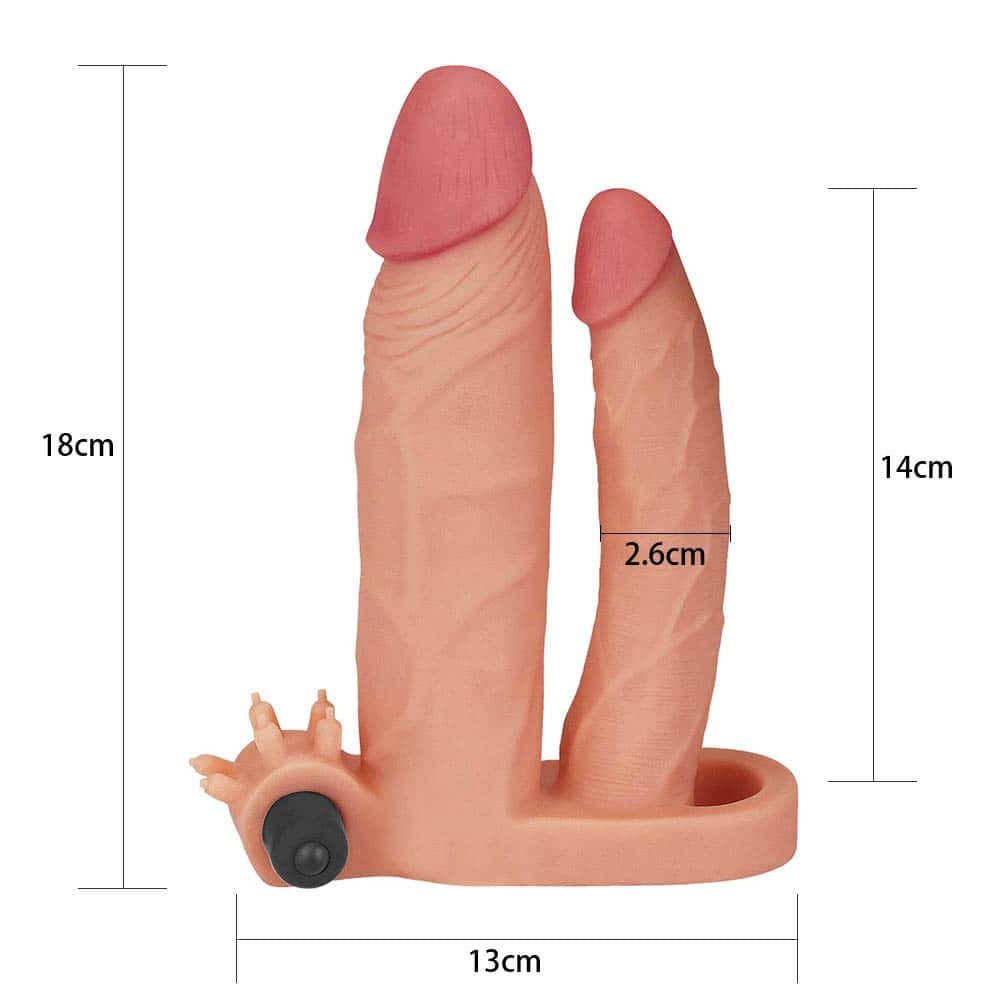 Add a vibrating sheath for a 1" double dildo