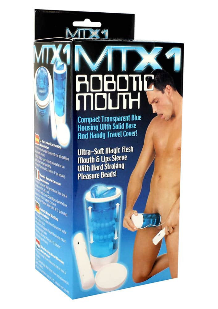 Transparent blue open-mouthed masturbator